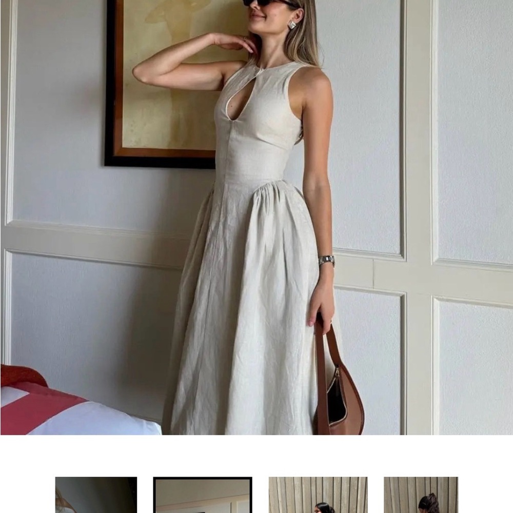 Dianara Fashion Sara Linen Dress - Cream